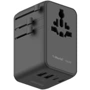 Momax World 4 Port USB-C Dual AC Travel Adapter Black