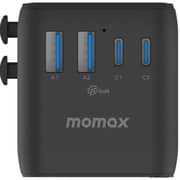 Momax World 4 Port USB-C Dual AC Travel Adapter Black