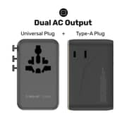 Momax World 4 Port USB-C Dual AC Travel Adapter Black