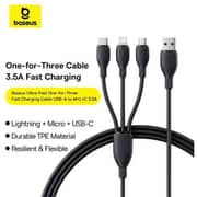 Baseus 3-in-1 USB To Micro USB+Lightning+USB-C Fast Charging Cable 0.8m Cosmic Black