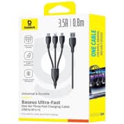 Baseus 3-in-1 USB To Micro USB+Lightning+USB-C Fast Charging Cable 0.8m Cosmic Black