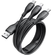 Baseus 3-in-1 USB To Micro USB+Lightning+USB-C Fast Charging Cable 0.8m Cosmic Black
