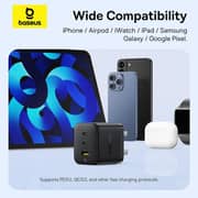 Baseus Type-C + USB-A Power Adapter 1m Black