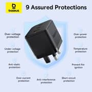 Baseus Type-C + USB-A Power Adapter 1m Black