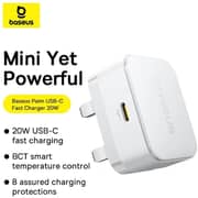 Baseus Palm C To C Fast Charger 1m Moon White
