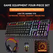 Jertech 4-in-1 Keyboard Mouse Headphone Mouse Pad Black