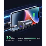 Ugreen USB-A + USB-C Dual Port Car Charger Grey