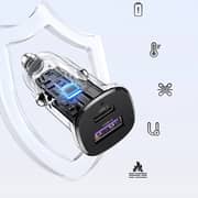 Ugreen EC305 Dual Port Fast Car Charger 30W, Compact, Grey