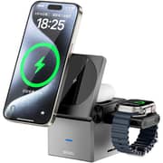 Wiwu WI-W030 3-in-1 Wireless Charger, Foldable & Compact – Grey