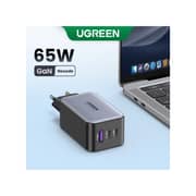 شاحن جداري يوجرين مزدوج USB-C وUSB-A بقوة 65 واتط بتقنية GaN لون رمادي CD244 