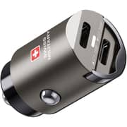 Swiss Military 35W Dual-Port Car Charger, 2C, USB-C 0.5m Cable, Black, CC-35WPD-2C