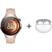 Huawei Watch 5 - 1.5″ AMOLED Display, One‑Tap Multi‑Sensor Wellness Scan Smartwatch, Beige Steel + FreeBuds 6i