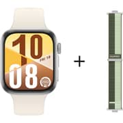 Huawei Watch Fit 4 - 1.82″ AMOLED Display, 24/7 Health Monitoring Smartwatch, White - SYA‑B19 + Green Strap