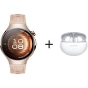 Huawei Watch 5 - 1.38″ AMOLED Display, One‑Tap Multi‑Sensor Wellness Scan Smartwatch, Beige Steel + FreeBuds 6i