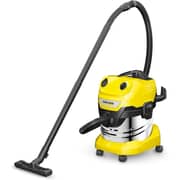 مكنسة كهربائية من كارشر WD4S بقوة 1000 واط و سعة 2 لتر للتنظيف الجاف والرطب لون أصفر