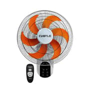 Castle Wall Fan 18 Inch with Remote Control, 6 Blade, 3 Speed, FAW 1918 RD - Grey