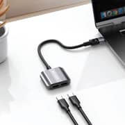 Green Lion 2-in-1 USB-C Adapter 12cm Grey - GN2IN1SPADGY