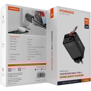 Porodo GaN Charger 75cm Black - PD-FWCH054-BK