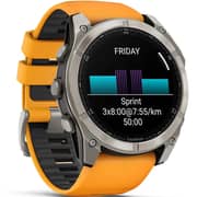 Garmin Fenix 8 Smartwatch Sapphire/Titanium With Spark Orange/Graphite Band - 010-02905-11