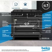 Beko 5 Burner Gas Cooker 90cm Black - BGGR11127GBA