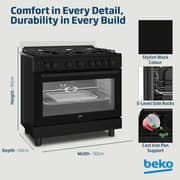 Beko 5 Burner Gas Cooker 90cm Black - BGGR11127GBA