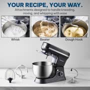 Blaupunkt 1000W Stand Mixer With 5L Stainless Steel Bowl 6 Speed Settings Metal Gear And 3 Attachments For Baking Kneading Whisking Planetary Mixing Splash Guard And Tilt Head Design For Easy Access PMS510