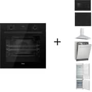 Ferre FryArt Built-in Electric Oven 60cm Black + BGBAR59 Microwave Grill + MS163 Electric Hob + DP60SS1000P Chimney Hood + BGBAR61 Dishwasher + BGBAR60 BF