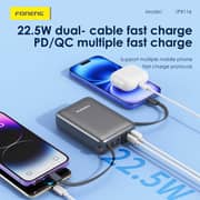 Foneng 20000mAh Mini Power Bank LED Display with 2 Built-inCables(22.5W) - Assorted