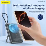 Foneng 10000mAh Magnetic Wireless Power Bank with Built-in Cable & Stand (22.5W) - Assorted