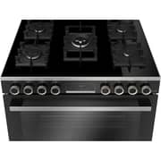 Bosch Cooker 90 cm, 5 Burners, Digital Screen, Full Safety, Cast Iron Holders, Oven Fan, Black, HJY5G7V61S