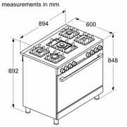 Bosch Cooker 90 cm, 5 Burners, Digital Screen, Full Safety, Cast Iron Holders, Oven Fan, Black, HJY5G7V61S