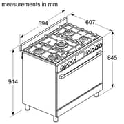 Bosch Cooker 90 cm 5 Burners - Cast Iron -Stainless Steel - Series 8 - HIZ5G7W51S