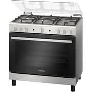 Bosch Freestanding Gas Cooker 90 cm, 5 Burners, 147L , Rotisserie Function, Stainless Steel - HGV1F8Y50S