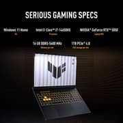 Asus TUF F16 Gaming (2025) Laptop - 14th Gen / Intel Core i7-14650HX / 16inch FHD+ / 1TB SSD / 16GB RAM / 8GB NVIDIA GeForce RTX 5050 Graphics / Windows 11 Home / English & Arabic Keyboard / Jaeger Gray / Middle East Version - [FX608JHR-RV001W]