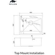Millen Topmount Single Bowl Sink 1pc - MTMS6050SS