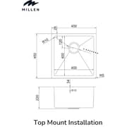 Millen Topmount Single Bowl Sink 1pc - MTMS454519SS