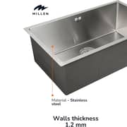 Millen Undermount Single Bowl Sink 1pc - MS12764525SS