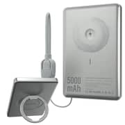 Cardoo 5000mAh Power Bank 20W Wireless MagSafe with Built-in Cables & Stand – Silver – CGLPWB01S