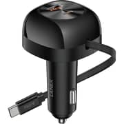 Lanex 2Port Stretchable Type-C Cable Car Charger Black - LQ19