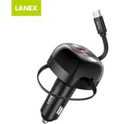 Lanex 2Port Stretchable Type-C Cable Car Charger Black - LQ19