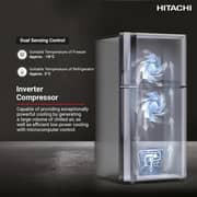 Hitachi Top Mount Refrigerator 450L Platinum Silver - REFRV655PUK0K4PSV