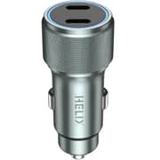 Helix Ultra Fast Dual Port Car Charger Silver - HeliDrive-66W