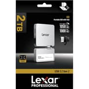 Lexar Professional Go Portable SSD With Hub USB3.2 2TB Silver - LSL400S002T-RNSNG