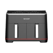 Sharp Air Fryer Dual Cook, 1800 Watt, 8 Liter Electronic Touch Screen Glass Panel Stainless, KF-DF80RT-EK2