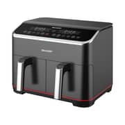 Sharp Air Fryer Dual Cook, 1800 Watt, 8 Liter Electronic Touch Screen Glass Panel Stainless, KF-DF80RT-EK2