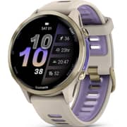 Garmin Forerunner 970 Smartwatch Soft Gold Titanium with French Grey Case and French Grey/Translucent Indigo Band - 010-02969-12