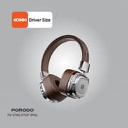 Porodo Soundtec Vintage Wireless On Ear Headset Brown/Silver - PD-STWLEP037-BRSL