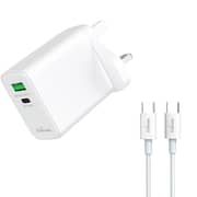 Trands Dual Port Charger With USB-C Cable 1.2m White - TR-AD4567
