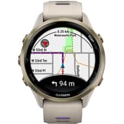 Garmin Forerunner 970 Smartwatch Soft Gold Titanium with French Grey Case and French Grey/Translucent Indigo Band - 010-02969-12