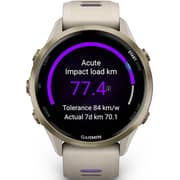 Garmin Forerunner 970 Smartwatch Soft Gold Titanium with French Grey Case and French Grey/Translucent Indigo Band - 010-02969-12